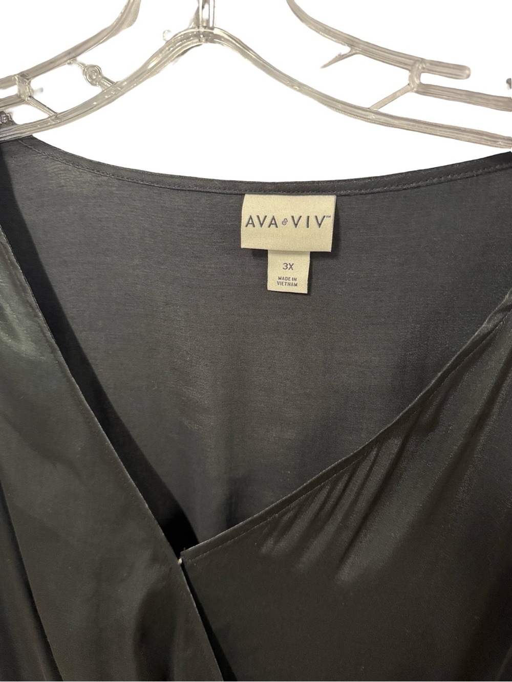 Ava & Viv Charcoal Satin-Look Long Sleeve Wrap Dress - Picture 5 of 5